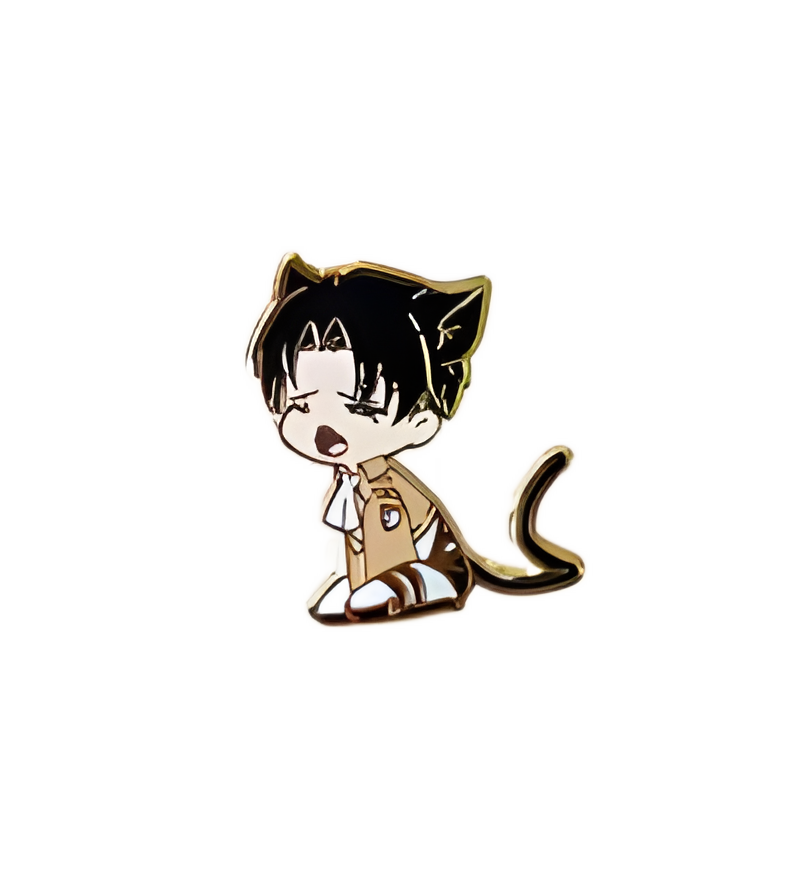 Levi Ackerman Cat Chibi Enamel Pin